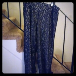 Lace Navy Blue/Cream Slacks
